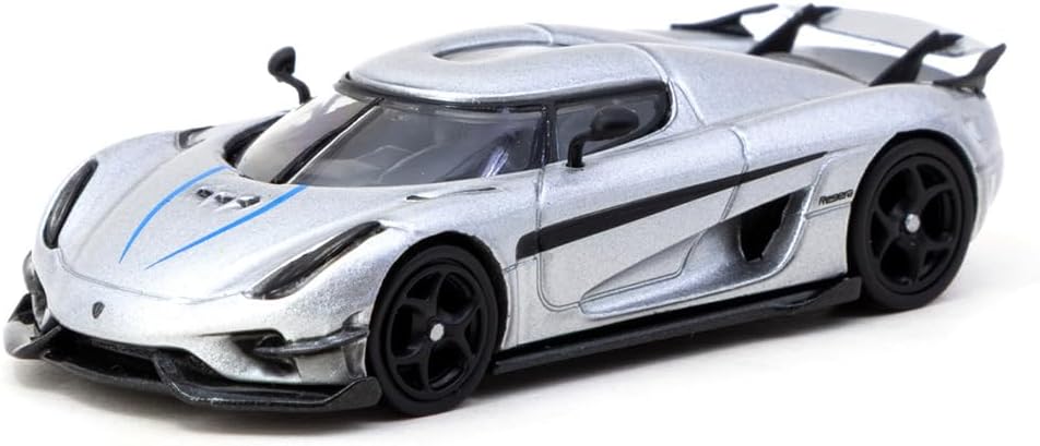 Diecast Model Car Compatible with Tarmac Works 1:64 Koenigsegg Regera Silver with Trading Cards Pack Global64 Series T64G-TL017-SL