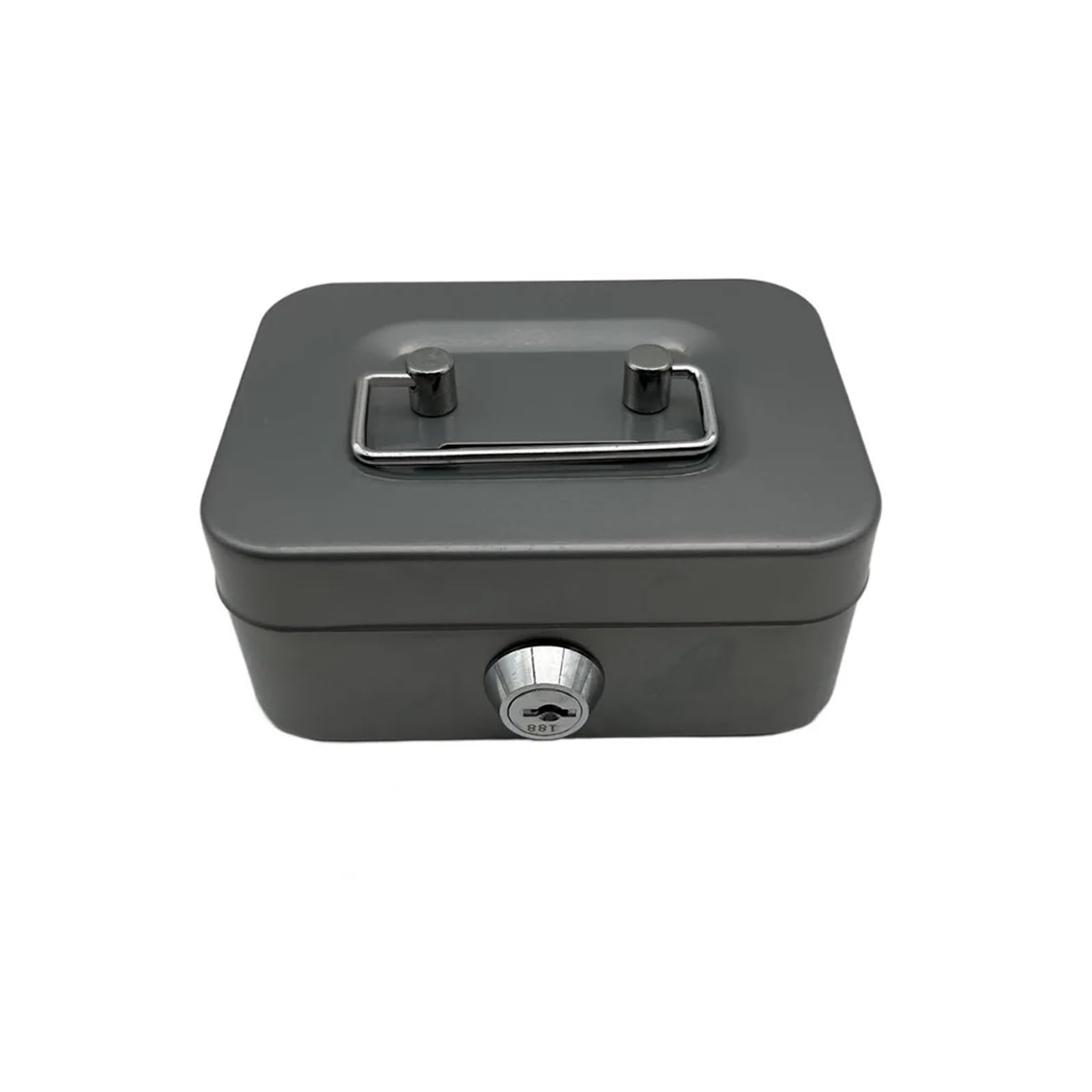 Metal Key Lock Cash Box with Handle Small Money Organizer Storage Box with Lockable Cover for Easy(Grijs)