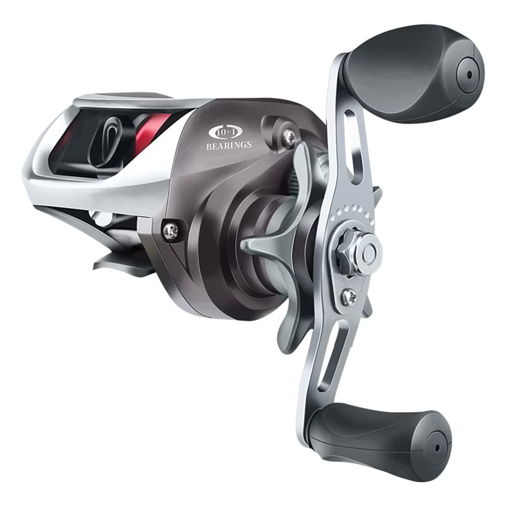 Baitcasting Moulinet de pêche en 10+1BB 6.3:1 Haute Vitesse Frein magnétique Lisse en Fibre de Carbone Frein