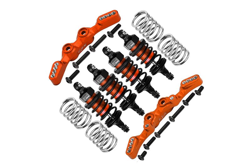 Aluminum Front & Rear Shock Towers + Front (53mm) + Rear (50mm) Oil Filled Dampers For 1/10 Traxxas Ford GT 4-Tec 2.0 83056-4/4-Tec 3.0 93054-4 - 28Pc