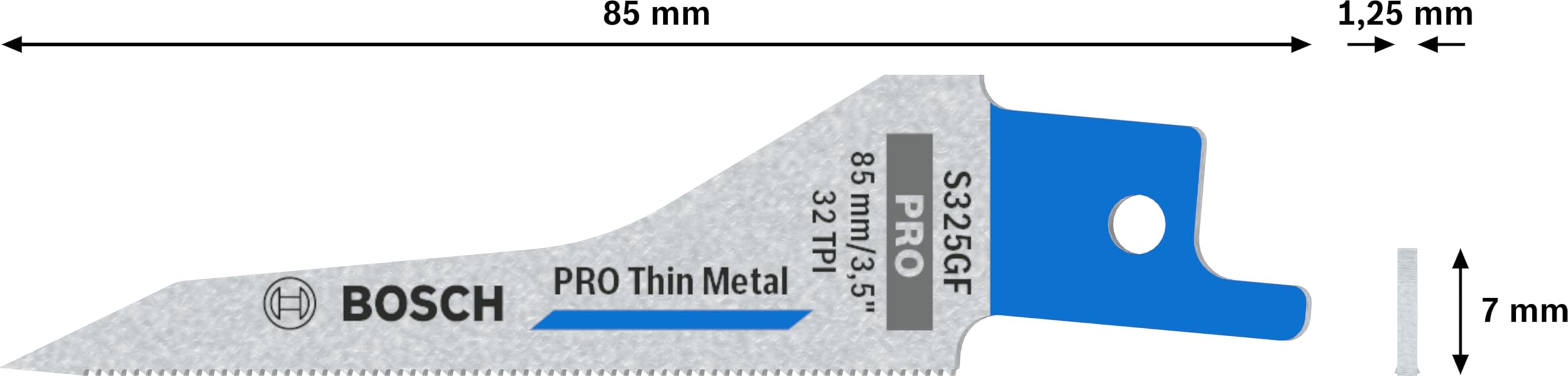 Bosch 5x Brzeszczot do piły szablastej PRO Thin Metal S325GF (do Blachy stalowe, Metale nieżelazne, Długość 85 mm, Professional Akcesoria Piła szablasta)