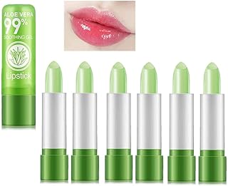 احمر شفاه بخلاصة الصبار المرطب والمغذي، احمر شفاه سحري يدوم طويلا، يتغير لونه مع درجة الحرارة، 6 قطع