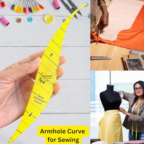 Image of Artonezt 12Pcs Professional Tailoring Kit & Fashion Design Tools - Pattern Making Set with French Curve, Armhole Ruler, Measuring Tape & Sewing Accessories for Fashion Designers & Boutiques