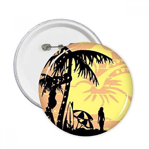 Badge fleur de cocotier broche ronde originale pour customiser un vêtement style plage M
