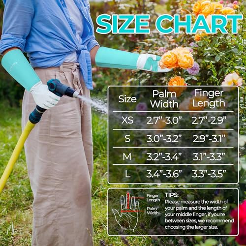 Image of HANDLANDY Rose Pruning Gloves for Men Women, Thorn Proof Gardening Gloves | Long Leather Gardening Gloves, Breathable Leather Gauntlet, Best Garden Gifts & Tools for Gardener (Teal Green, L)