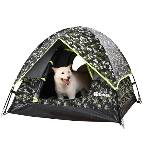 GDanes Camouflage Dog Tent House - Portable Indoor/Outdoor Dog Bed with Soft Pad for Large Dogs, 42 x 42 x 32 Inches