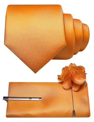 Image of JEMYGINS Mens Tie and Lapel Pin with Pocket Square Tie Clip Sets for Casual and Business 4PCS