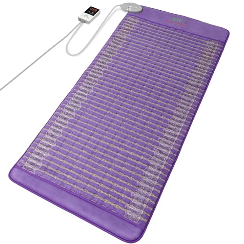 UTK 60'' x 24'' Large Far Infrared Heating Pad, 5X Pain Relief Full Body Amethyst Heating Pad for Back Waist Hip, Hotter to 149℉, FSA-HSA Eligible Weighted Mat, 16 Timers Auto-Off, Gift for Women Men