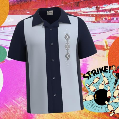 Lucky Paradise Men's Camp Vintage Short-Sleeve Cuban Style Bowling Shirt - Cozumel - Guayabera4
