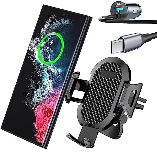 3 in 1 Car Phone Holder Charger Mount, 60W USB C Car Mount Charger Fast Charging for iPhone 15 Pro+ 4FT Type C Cable, Car Accessories, Air Vent Fast Charge Cell Phone Stand Car Mount for Samsung, iPad