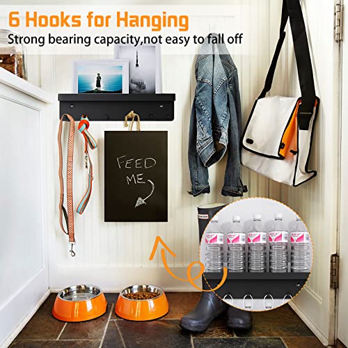 ICOUVA Schlüsselbrett mit Ablage,6 Haken Selbstklebend Wand Schlüsselhalter,Kleines Schlüsselhaken für Flur,Eingangsbereich,Küche,Badezimmer(Schwarz)