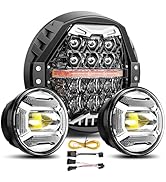 LX-LIGHT 7 Inch LED Headlight & 4.5" Fog Lights Kit For Harley Touring - 180W, 1200% Brighter, Black/Silver 7 thumbnail image