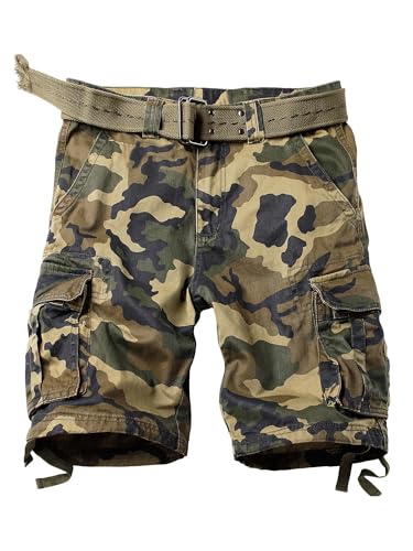 AKHIKING Camo Cargo Shorts for Men Cotton Casual Wild Outdoor Work...
