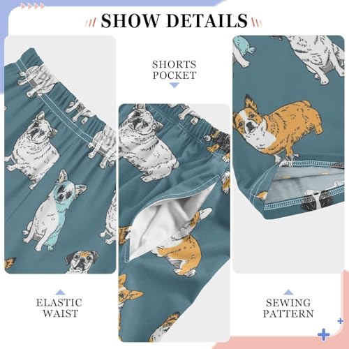 Pajama Bottoms, Cute Hand Drawn Dogs Pajamas Pant Lounge Wear Sleep Long Pants Casual Sleepwear Pjs4