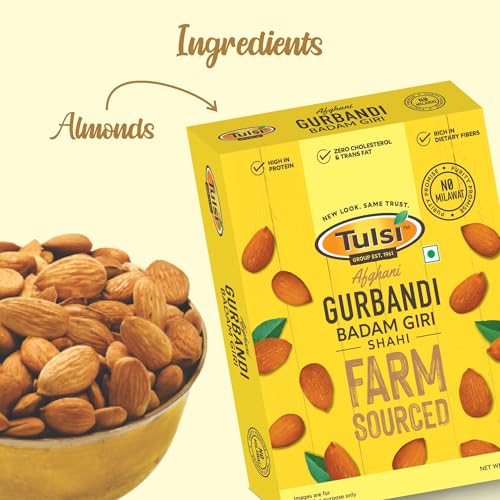 Image of Tulsi Badam Giri Gurbandi Shahi Raw Almonds 500g (250g x 2)