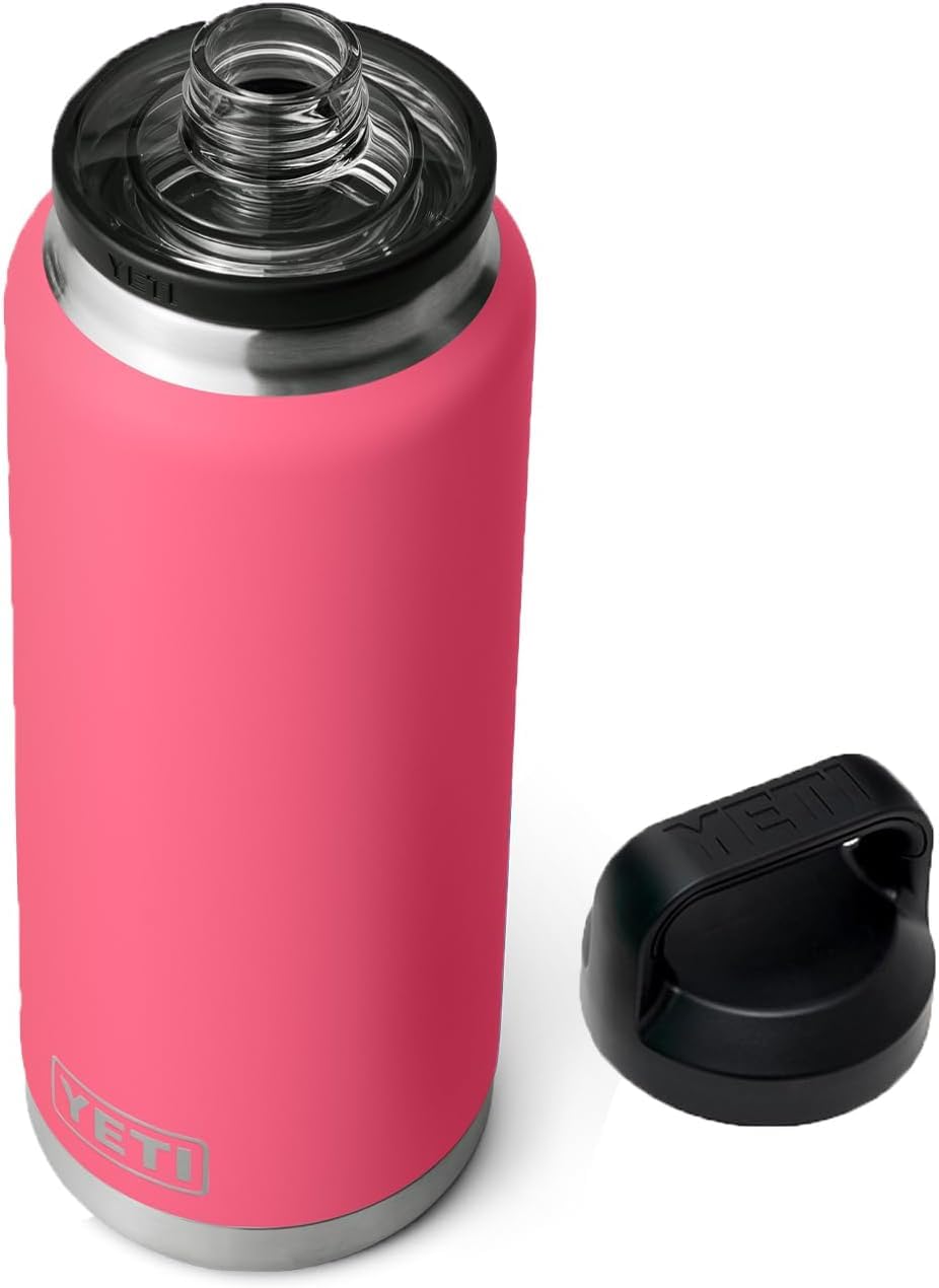 YETI Rambler Bottle Chug, Vacuum Insulated Stainless Steel Bottle with Leakproof Chug Cap, Tropical Pink, 36 oz (1 L)
