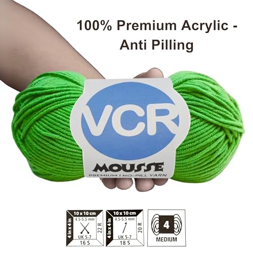 Image of VCR 4ply Pastel Green Yarn, 100 Grams Hank, 190 Meters Length, Acrylic Ball for Crochet and Knitting, Soft Crosia Threads, Pack of 1 Yarn, Suitable for DIY Crafts