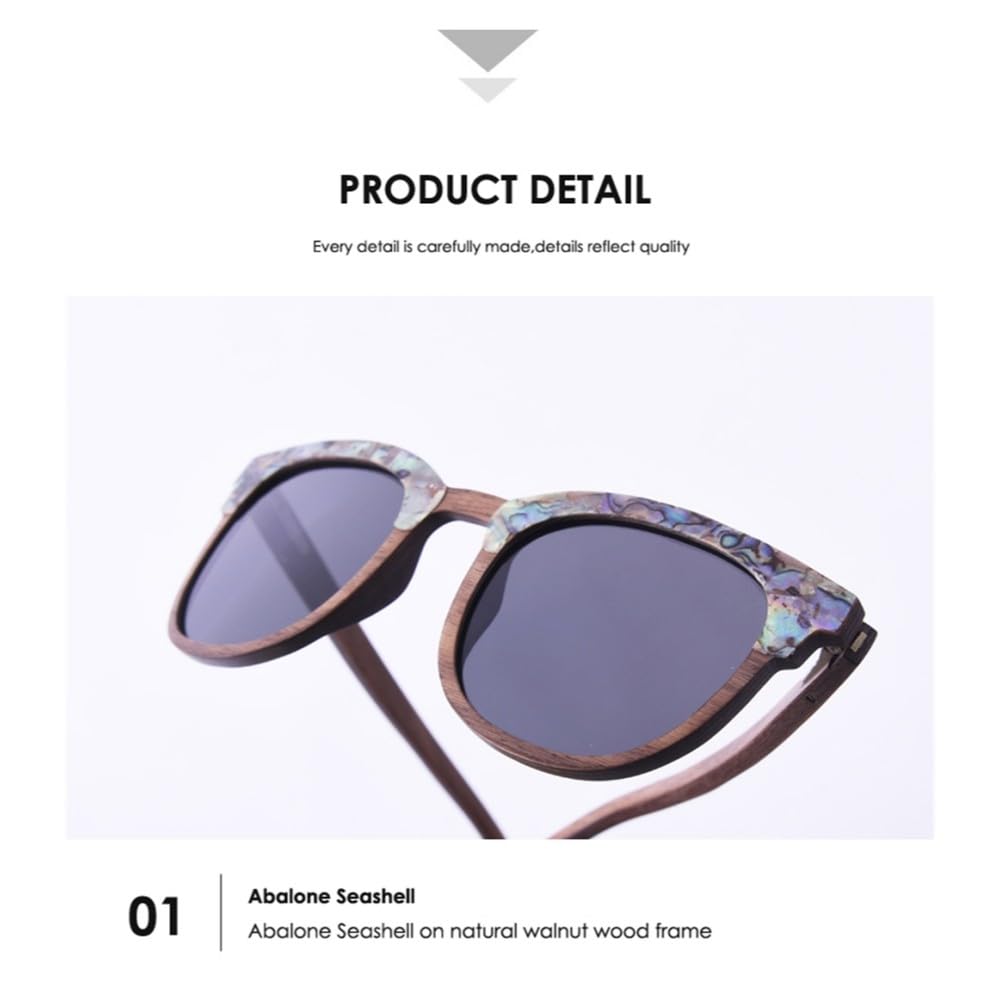 Occhiali da sole in legno per donna e uomo, lenti polarizzate blu ghiaccio, occhiali da sole alla moda