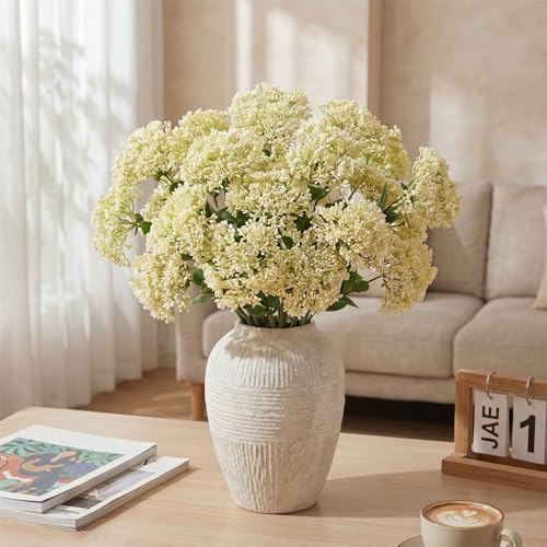 Image of 4 Pcs Artificial Flowers for Decoration, 23 Inch Faux Berry Stems Faux Skimmia Spray with Leaves Fake Flowers for Vase Home Table Floral Arrangement Wedding Decor(White,Classic)