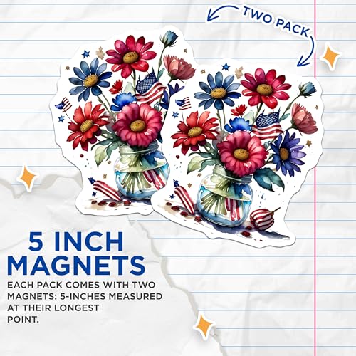 Imanes decorativos 2 pack flores patrióticas, 5 pulg. miniatura 3