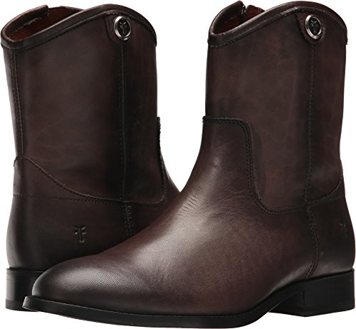 Frye Melissa Button Short 2 Boots for Women Made from Italian Leather with Antique Silver or Brass Hardware, Leather Lining, and Leather Outsole – 7” Shaft Height, Smoke - 7M