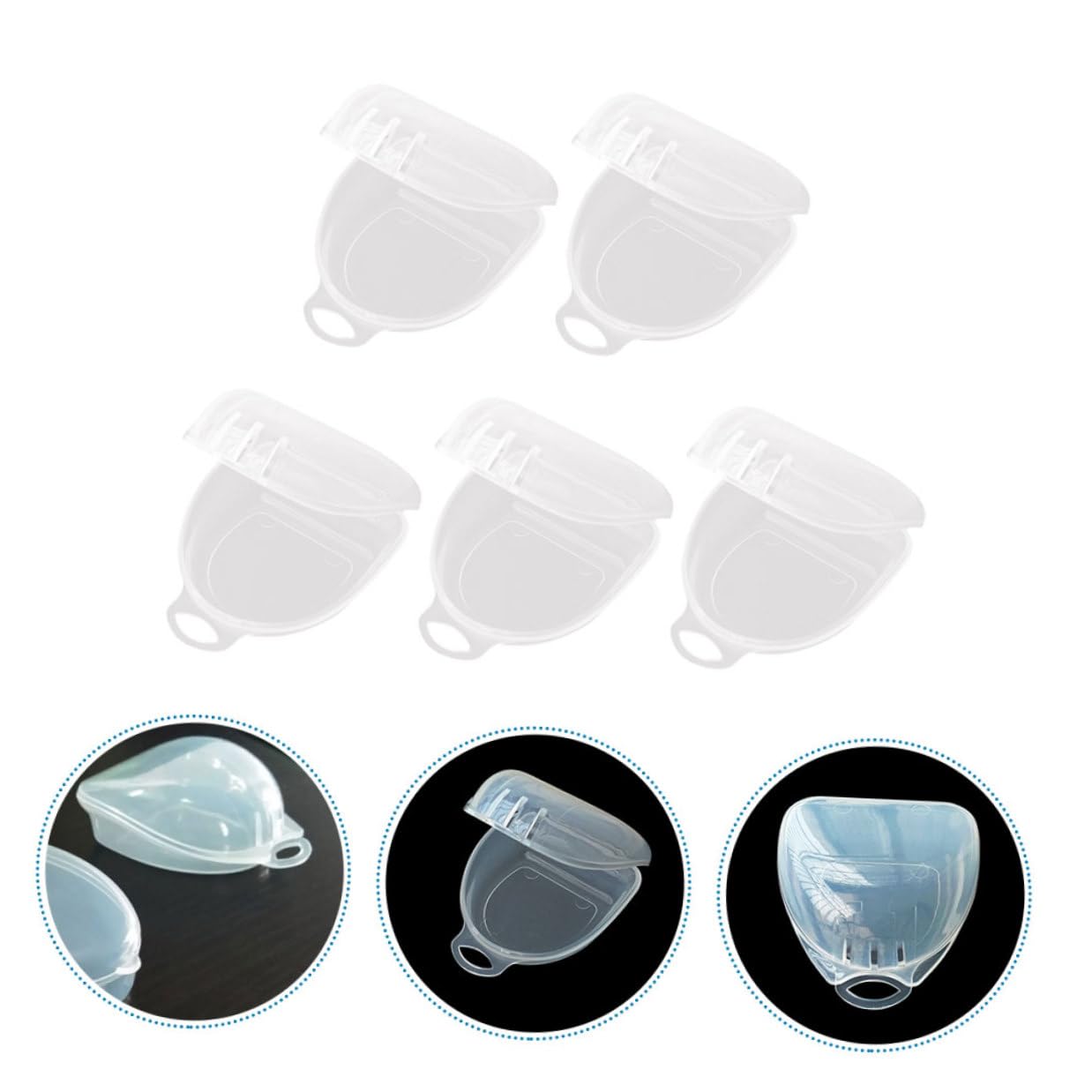 5pcs Denture Storage Boxes with Lids, Portable Tooth Socket Cases for Sports Mouth Guard and Orthodontic Retainer, Compact Tooth Care Containers for Travel and Home Use