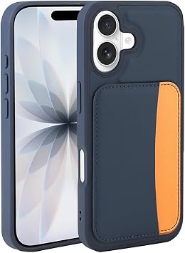 Aksesuarcim Apple iPhone 17 ile Uyumlu Kılıf Silikon Deri Görünümlü Cüzdan Kartlıklı Darbe Korumalı Stand Olabilen Yeni Tarz Kapak Lacivert