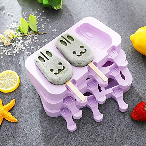 Ice Cream Silicone Moulds Popsicle Moulds 3 Packs for Homemade Chocolate Dessert Ice-Lolly Purees Ice Cream DIY Tools with Cover and Wooden Sticks