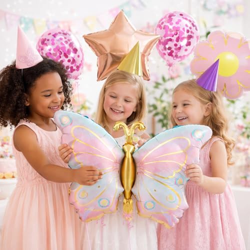 Image of Rozi Decoration Butterfly Balloons 10Pcs Flower Star Birthday Decor