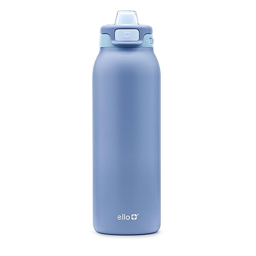 Ello Pop & Fill 32oz Stainless Steel Water Bottle with QuickFill Technology, Double Walled and Vacuum Insulated Metal, Leak Proof Locking Lid, Straw and Chug, Reusable, BPA Free, Raincloud - 32oz - Raincloud