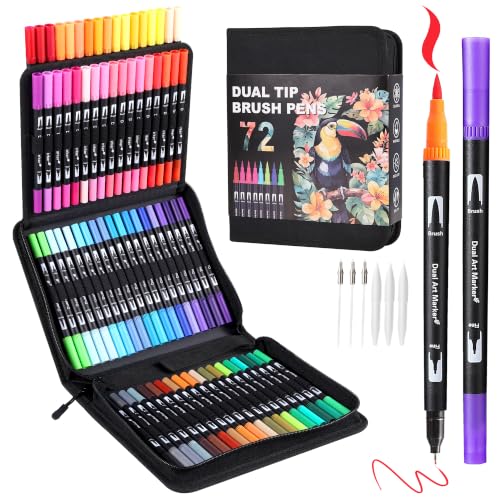 72 Colors Dual Tip Watercolor Markers Pens for...