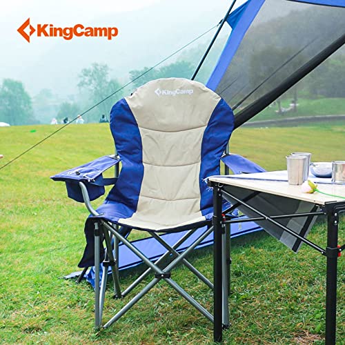 Kingcamp Lumbar Support Camping Chairs With Cooler Bag Padded Folding Camping Chair For Adults With Adjustable Armrest Foldable Camp Chair Cup Holder Side And Head Pocket For Picnic Fishing,Max 353Lbs #TOP6
