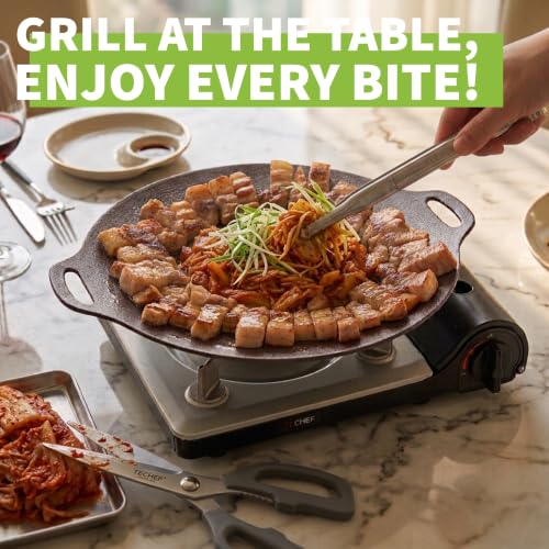 TECHEF - 14-inch Nonstick Round Griddle Grill Pan for Korean BBQ/Teppanyaki Pan, Tawa, Roti Pan/Induction Ready/Made in Korea (14-in) by TECHEF - Used condition - Image 2