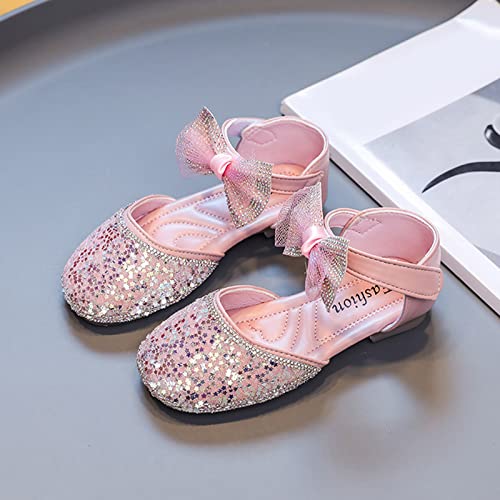 Girls Mary Jane Princess Dress Shoes Glitter Star Sequin Low Heel Sandals Back Bowknot Strap Birthday Cute Shoes2