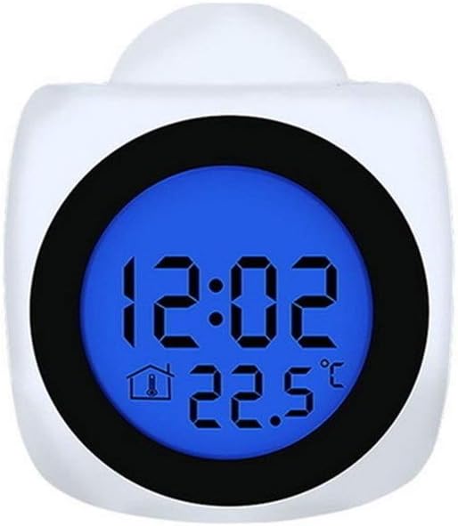 Modern Stylish Decoration Alarm Clock Projection Multifunctional Projection Alarm Clock Digital LCD Display Voice Intercom Snooze Temperature LED Wall-Mounted Ceiling Clock (Color : A)