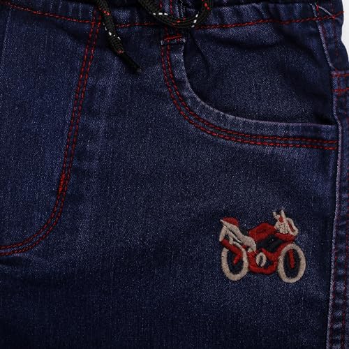 Image of Boys Regular fit,Light Blue,Drawstring Elastic Waistband,Stretchable Cotton Denim, Clean Look,Casual,Below Knee Length, 3 /4 Shorts
