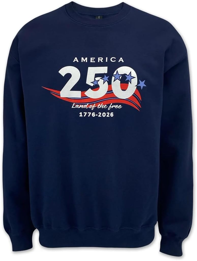 Armed Forces Gear Unisex America's 250th Stars Land of The Free Crewneck (Navy)