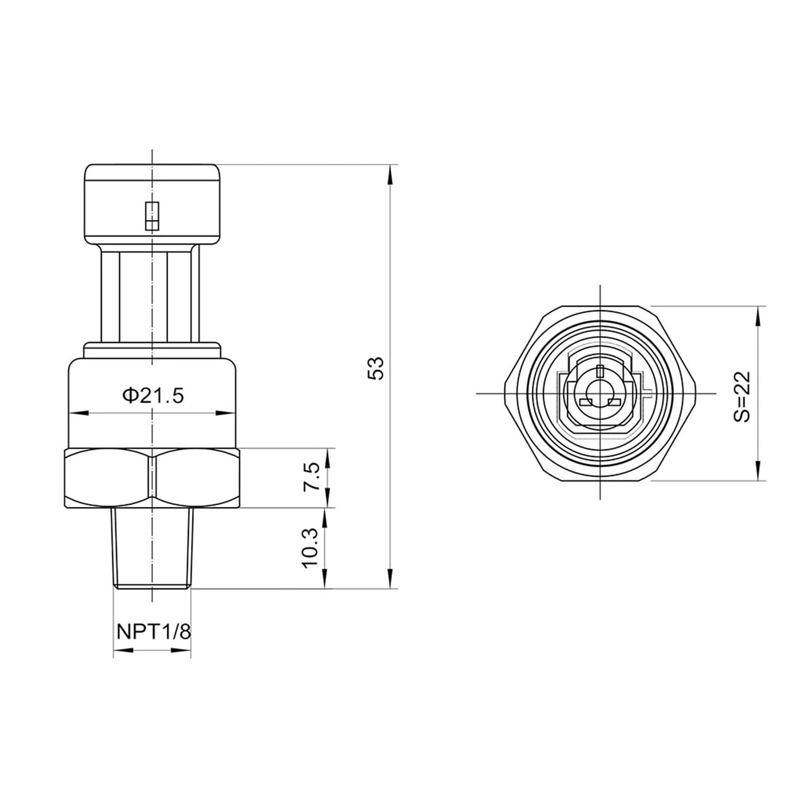 Sensor de presión transmisor de Sensor para Agua Aceite Combustible Gas Aire 1/8 NPT CC 5 V Sensor cerámico Acero Inoxidable 5-300 PSI