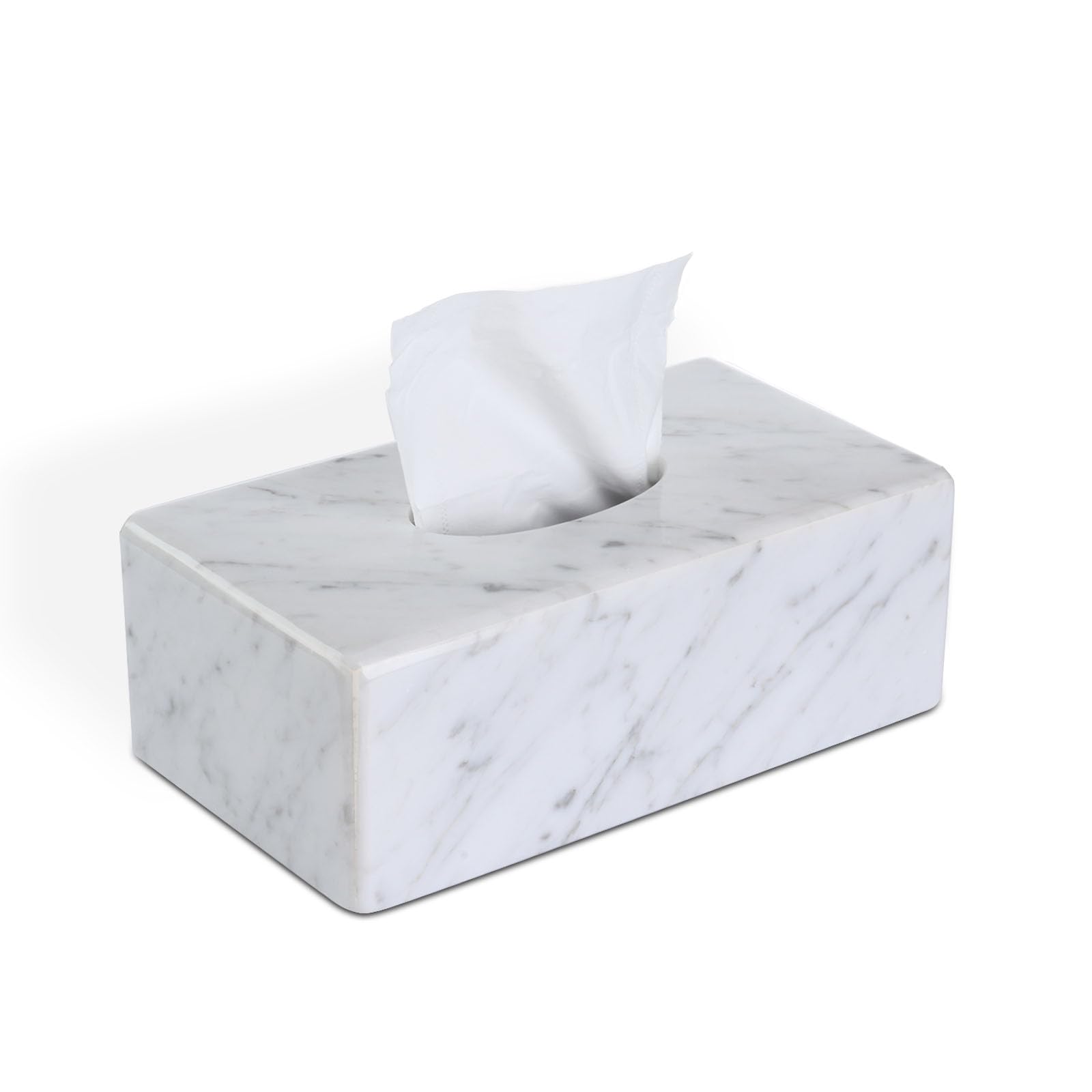 natural marble tissue box cover, carrara white tissue organizer 10 x 5.7 x 3.5 inch, heavy stone decorative box, rectangle tissue box holder for home decor, kitchen, bathroom, bedroom