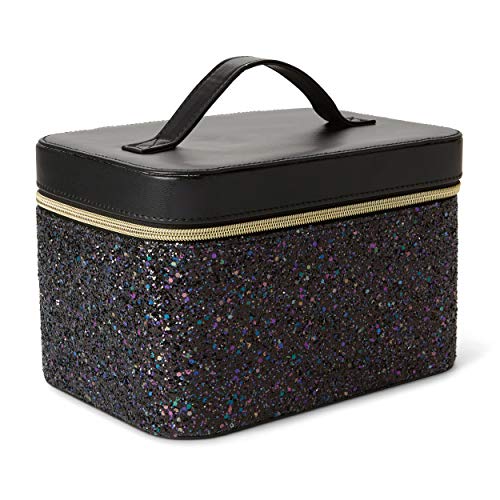 Tri-Coastal Design Cosmetic Train Case for Women and Girls (Black Sparkle)