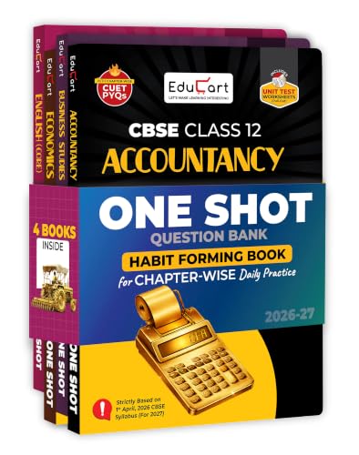 Image of Educart CBSE Class 12 One Shot Question Bank Accountancy, Business Studies, Economics and English 2026-27 (Set of 4 Books) | NCERT Questions, PYQs & Competency-Based Qs | CBSE Board 2027