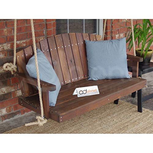 Solid Wood Hanging 2 Seater Swing Chair | Wooden Hammock Swing with Rope & Complete Accessories for Living Room, Indoor, Outdoor, Balcony & Garden | House Patio Swings Jhula | Teak-image-5