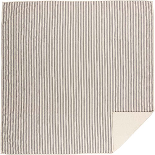 Piper Classics Market Place Gray Queen Quilt, 100% Cotton With Gray Ticking, Hand Quilted Grain Sack Bed Spread Bedding For Boho, Shabby Chic And Rustic Farmhouse Decor (90”X90”) #TOP5