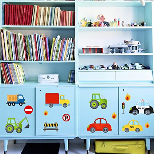Pligreat Colorful Traffic Cars Wall Stickers, Peel And Stick Wall Decals, Removable Vinyl Cartoon Vehicles Wall Sticker For Nursery Bedroom Playroom Wall Decoration Home Indoor Wall Art Decor #TOP3