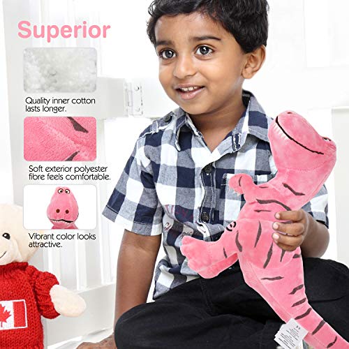 Zooawa Bed Time Stuffed Animal Toys, Cute Soft Plush T-Rex Tyrannosaurus Dinosaur Figure - Pink - Thumbnail 2