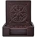 365park Drink Coasters, PU Leather Coasters Set of 6 with Holder for Drinks Glasses-Functional and Decorative, Coffee