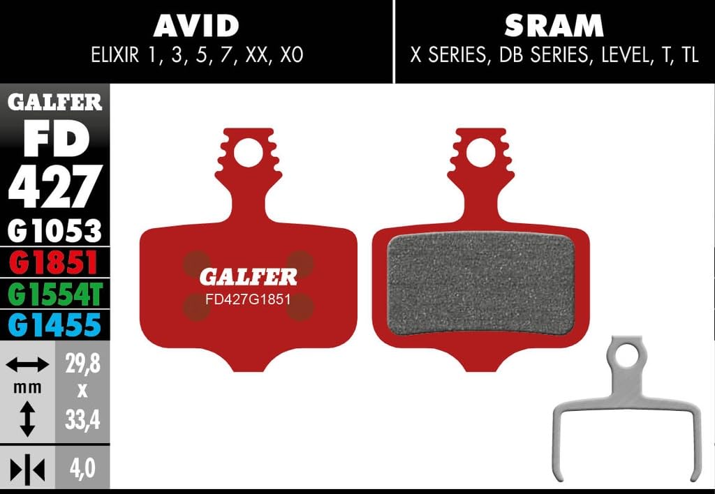 GALFER Advanced Brake Pad AVID Elixir-SRAM XX rower dziecięcy, uniseks, kolorowy, standard
