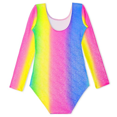 Image of Domusgo Toddler Leotard Gymnastics Long Sleeve, Sparkly Tumbling Dance Leotards for Baby Girls Kids Teens 2-14 Years