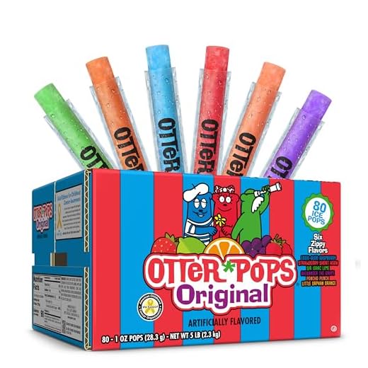 Otter Pops Freezer Ice Bars, Fat Free Ice Pops, Original Flavors (80 - 1 oz pops)