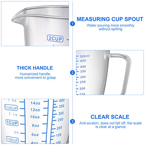 Healeved Measuring Cup 2 Cup Resistant Liquid Measuring Cups Scale Marking Cup Microwave Measuring Cup With Lid, Dishwasher, Freezer, And Preheated Oven Safe #TOP3